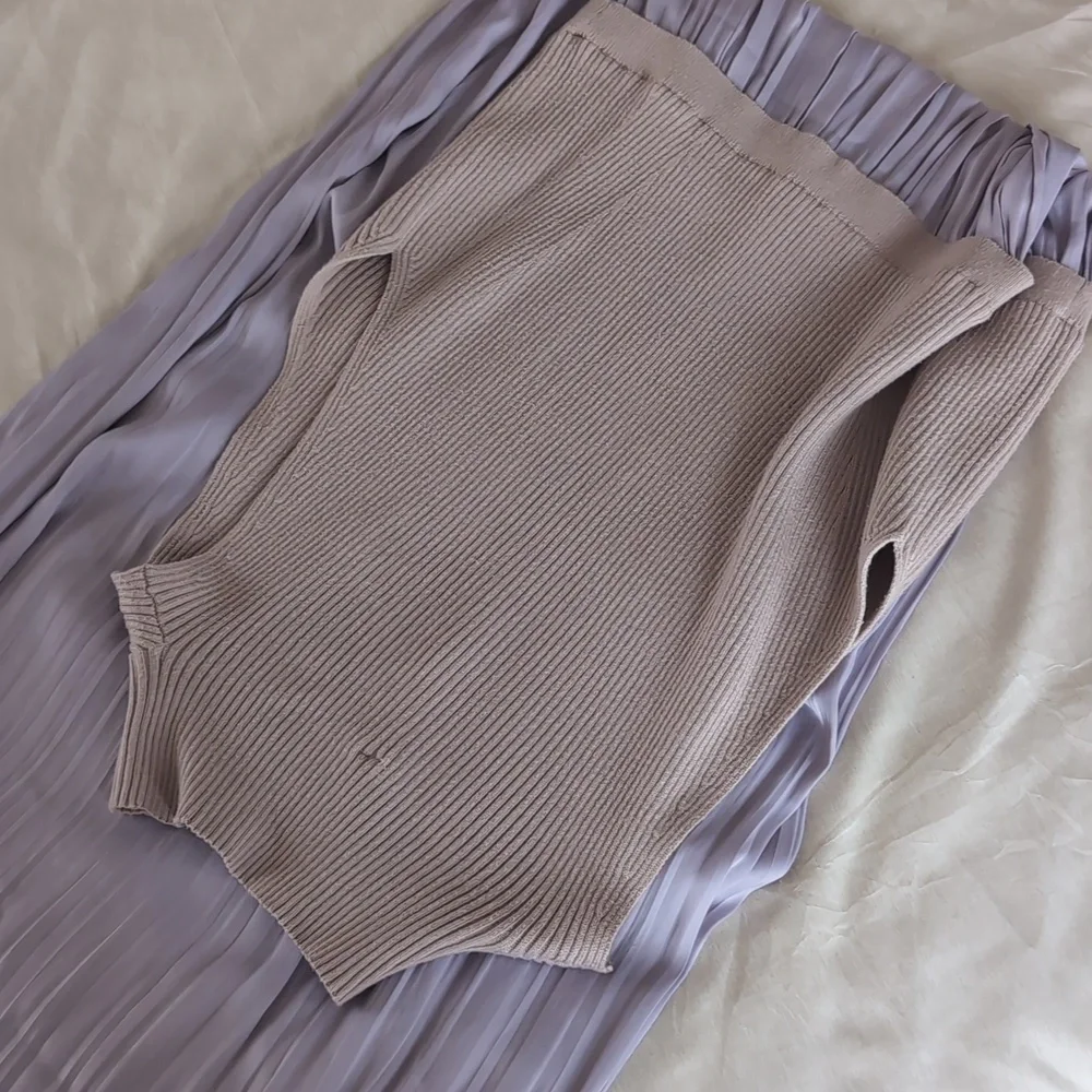 Anthropologie Large Sleeveless Twofer Dress Lavender Purple Pleated Long Spring - Picture 6 of 8